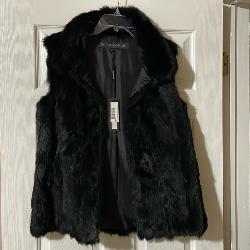 Woman’s Pologeorgis Black Rabbit Fur Vest